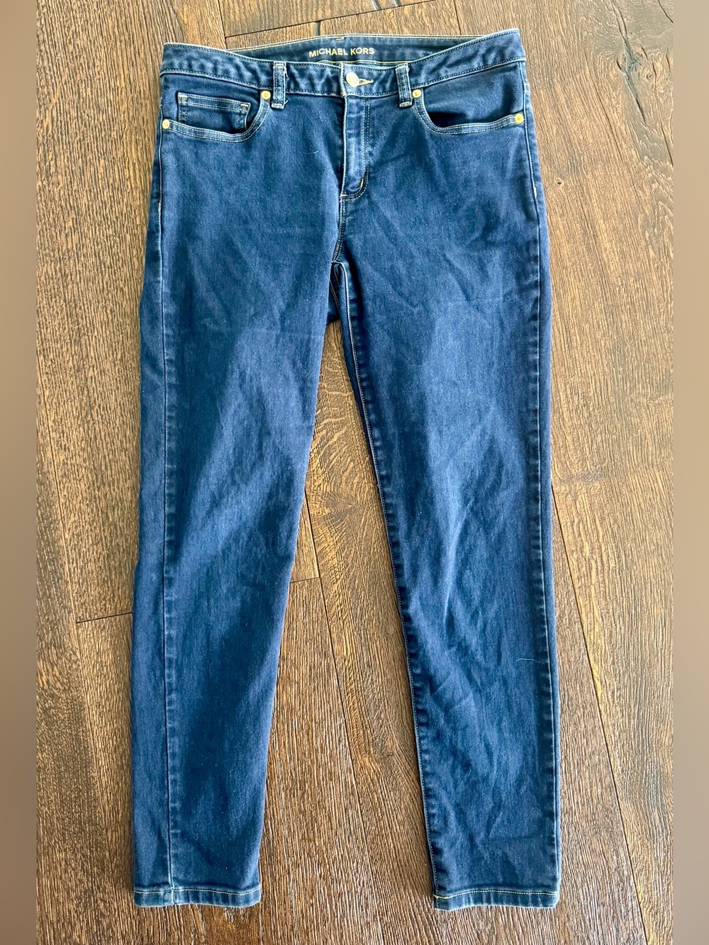 Michael Kors Navy Blue Denim Jeans with Gold Hardware